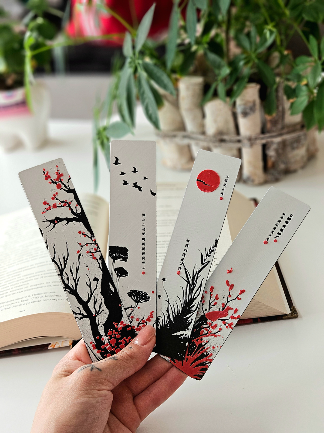 Red Blossom Bookmark Set