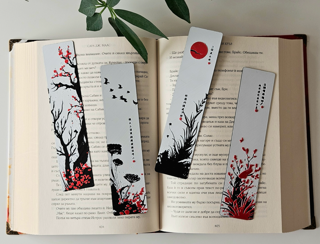 Red Blossom Bookmark Set