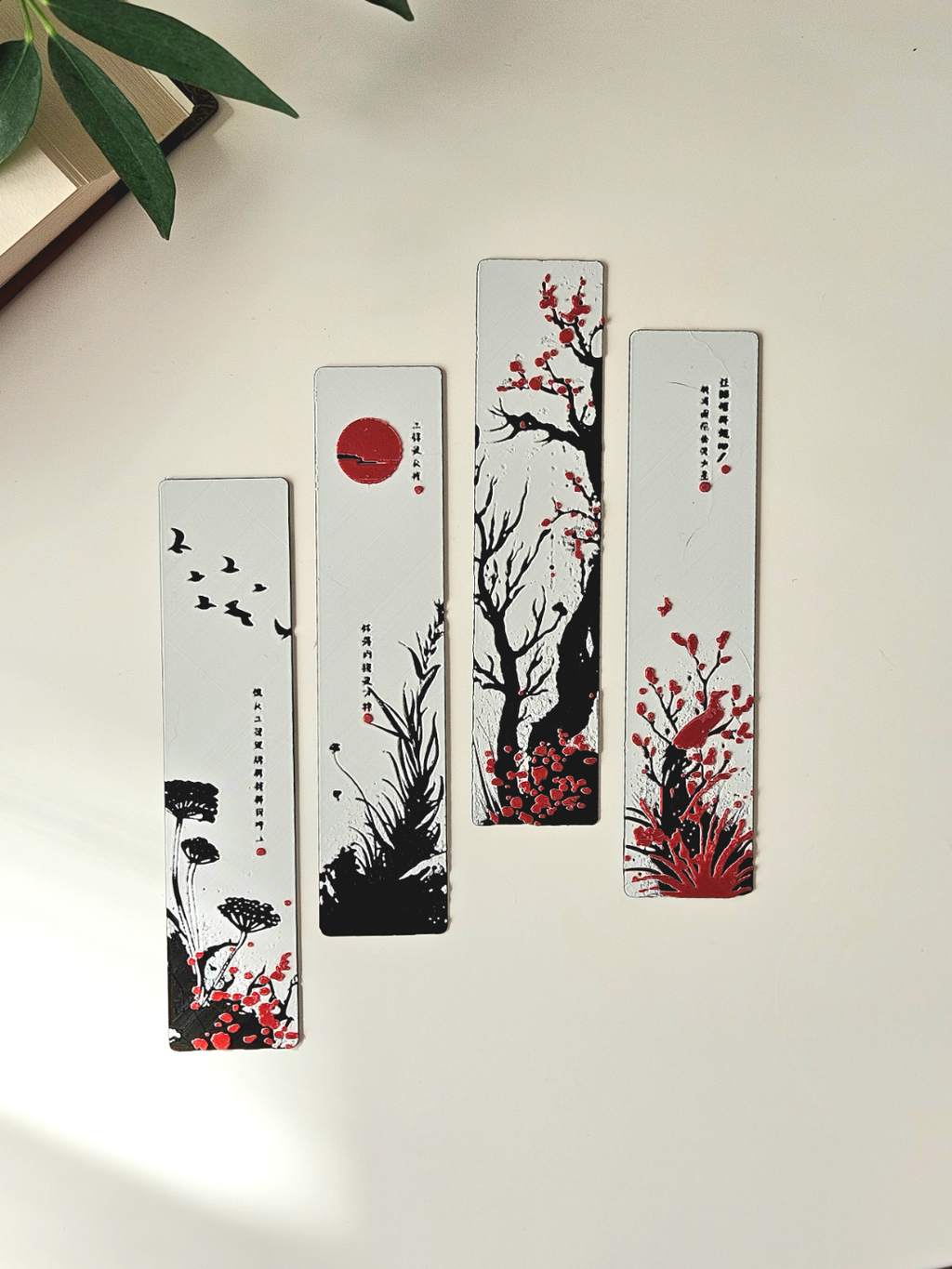 Red Blossom Bookmark Set